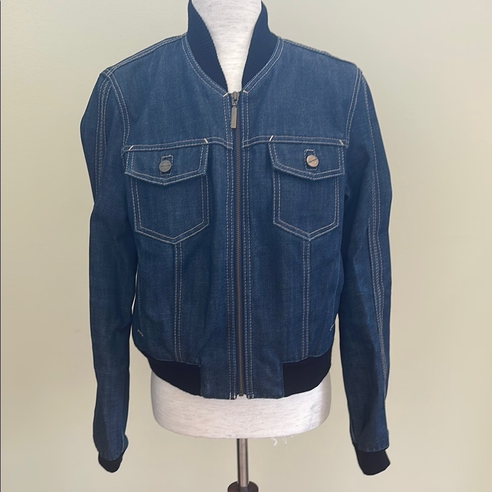 Karen Millen Bomber Style Denim Jean Jacket